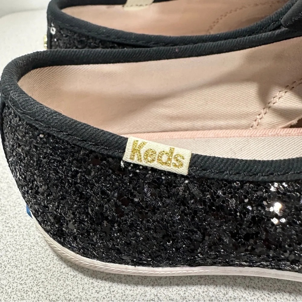 Keds x Kate Spade New York Women's 8 Champion Glitter Sneakers‎ Black WF52882